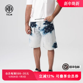 TCH潮牌夏季新款烫钻时尚百搭牛仔短裤男女同款T72B218016