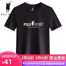 Polo Sport mens short-sleeved T-shirt summer new Paul round neck printed bottoming shirt Korean casual trend