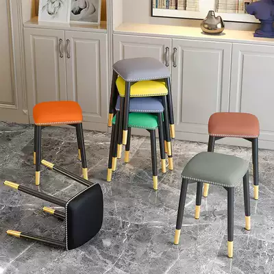 Nordic Iron Square stool home light luxury Net Red low stool simple modern dining table bench bench creative stacking Stool