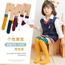 Girl Beats Bottom Pants Socks Autumn Winter Thin Baby Girl College Wind Pure Cotton Socks Pants With Feet Children Even Pants Socks Spring Autumn