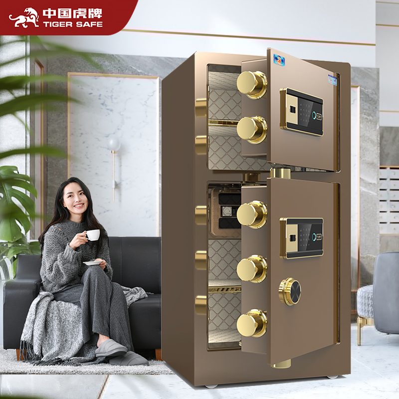 Tiger brand safe home large smart 80cm1 meter double door home fingerprint password all-steel anti-theft invisible office file safe large-capacity commercial safe box clip million bedside table