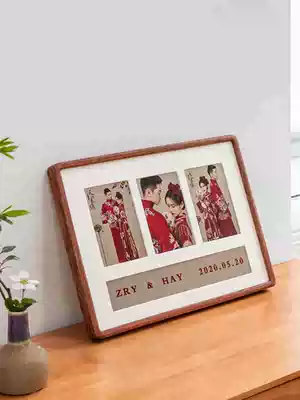 Wedding photo solid wood photo frame A3 Black Walnut rounded wash photo frame setting table custom couple framing picture frame hanging wall