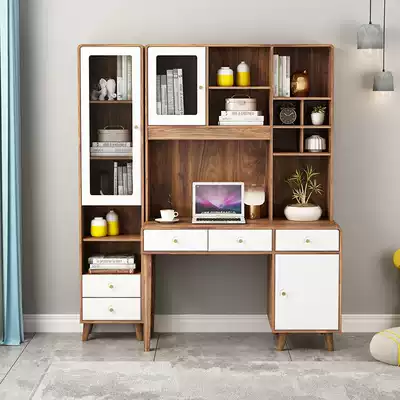 Desk bookshelf combination table Computer desktop table Modern simple household bedroom bookcase Student desk