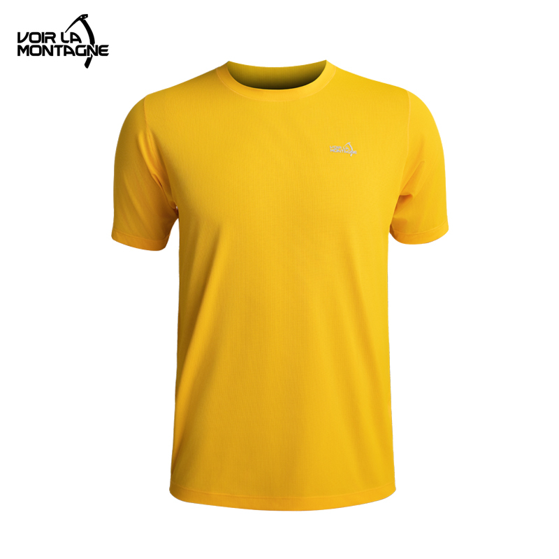 Voirla Montagne Summer New Men's Short-Sleeve Quick-Dry T-Shirt Round Neck Ultra-Light Mesh Patchwork Breathable