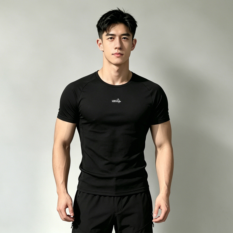 Voir La Montagne Summer New Men's Short-Sleeve Quick-Dry T-Shirt Round Neck Ultra-Light Birdbone Pattern Thin T-Shirt