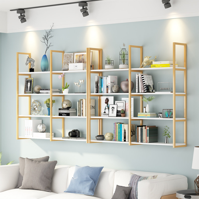 Modern light luxury wall rack multi-layer wall-mounted bookshelf living room storage rack nail art cosmetics display rack