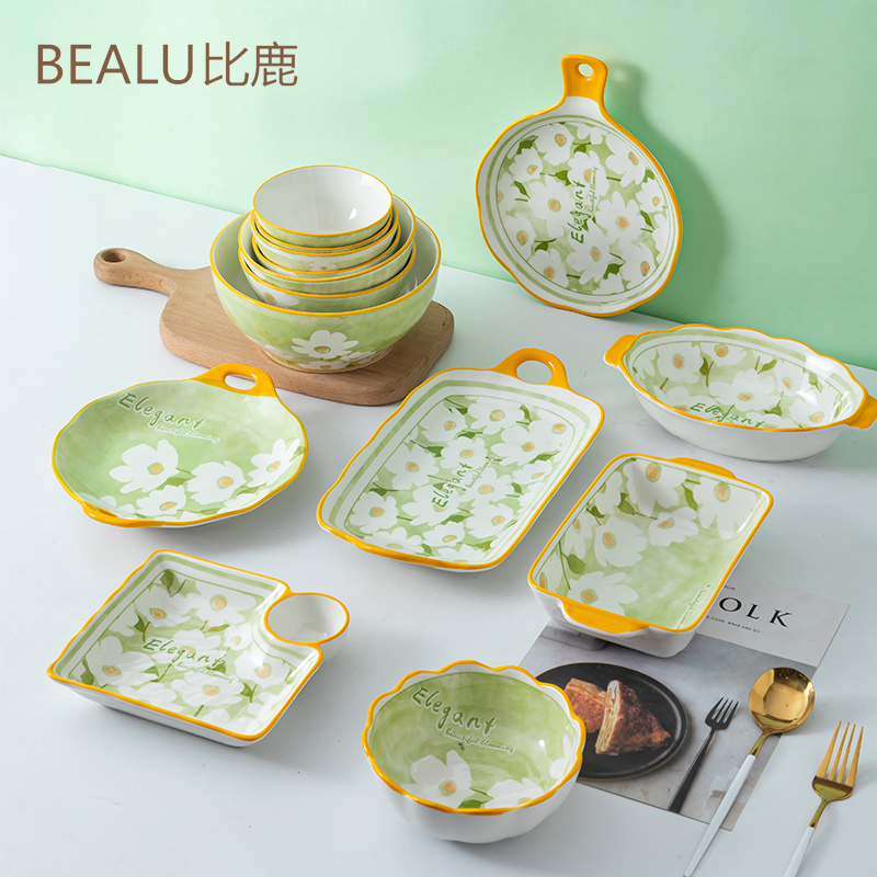 Bilu Ceramic Bowls and Plates for Home Use, Tableware Set, Jingdezhen Ceramic Instant Noodle Bowl, Creative Salad and Baking Bowl Bilu Ceramic Bowls and Plates for Home Use, Tableware Set, Jingdezhen Ceramic Instant Noodle Bowl, Creative Salad and Baking Bowl