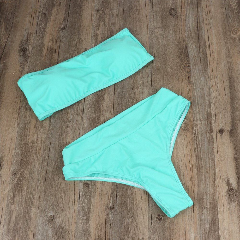 Áo mới 2019 bikini top eo cao, quần bơi nữ màu sắc bó sát với miếng đệm ngực tập hợp bộ đồ tắm suối nước nóng gợi cảm bộ đồ tắm