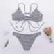 2020 mới Âu Mỹ áo tắm sexy của phụ nữ bùng nổ sọc xẻ tà đồ bơi đi biển bikini bikini - Bikinis