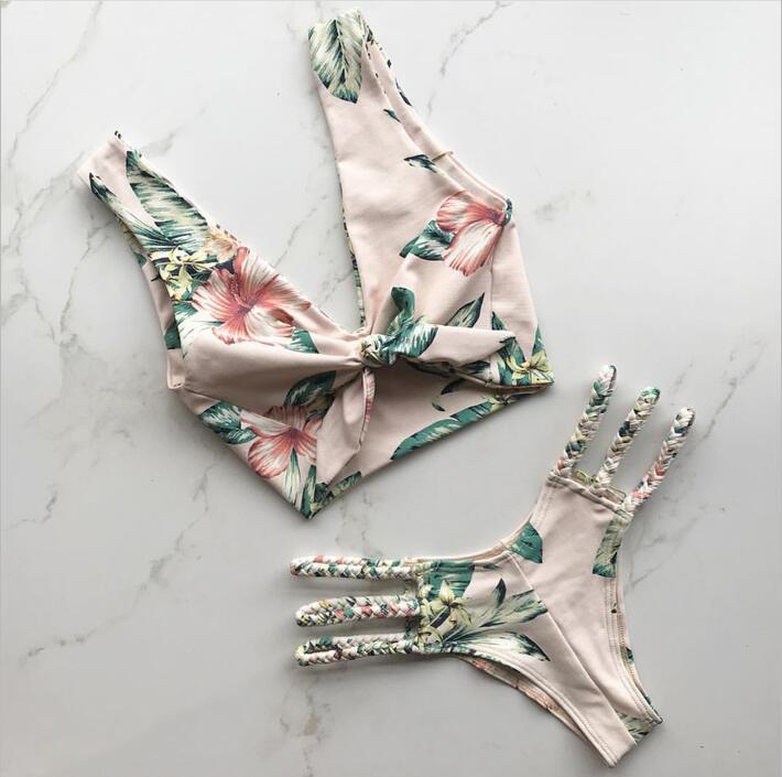 2018 mẫu mới bùng nổ in ba điểm chia bikini gợi cảm hở lưng bikini thời trang áo tắm BIKINI đồ bơi nữ dạng quần váy