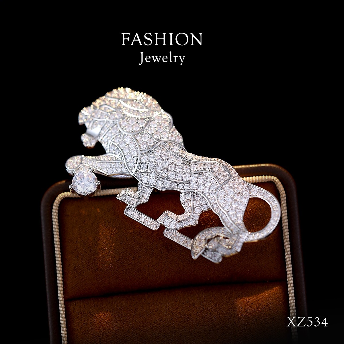 Micro-Inlaid Zircon Lion Brooch, High-End, Exquisite, Fashionable and Luxurious, Unisex Brooch, Suit Animal Corsage Accessory