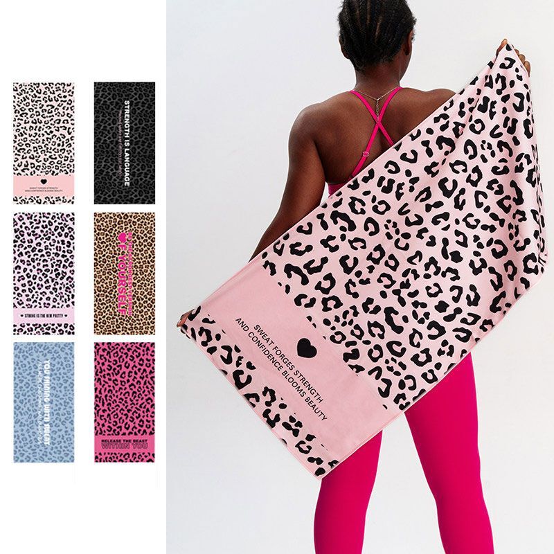 Leopard Print Fitness Towel, Sports Towel, Portable Sweat-Absorbent Quick-Drying Yoga Swimming Bath Towel, Gym Seaside Beach Towel