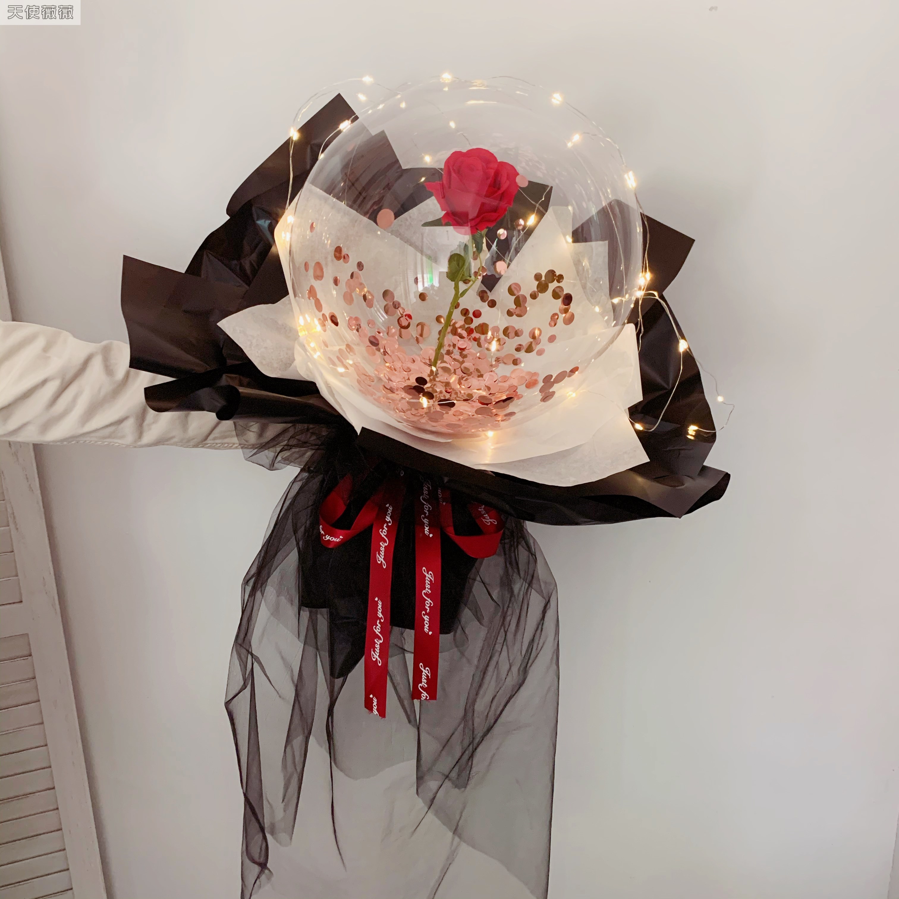 Bobo ball rose with light little prince diy material wrapped rose balloon Valentine's Day bouquet