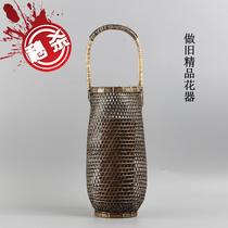 Japanese style bamboo vase◆Customized◆ Flowers in distressed flower baskets Zen flower vessels hand-woven ikebana tea