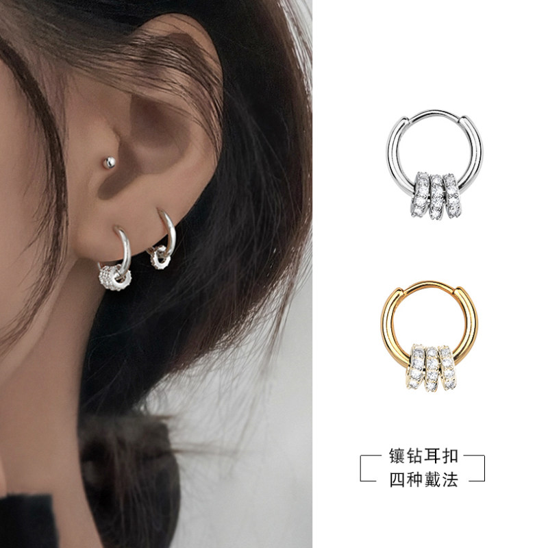 Earrings, earrings, small circle earrings, women's 2020 new trendy high-end earrings, simple and cold style earrings, earrings, earrings