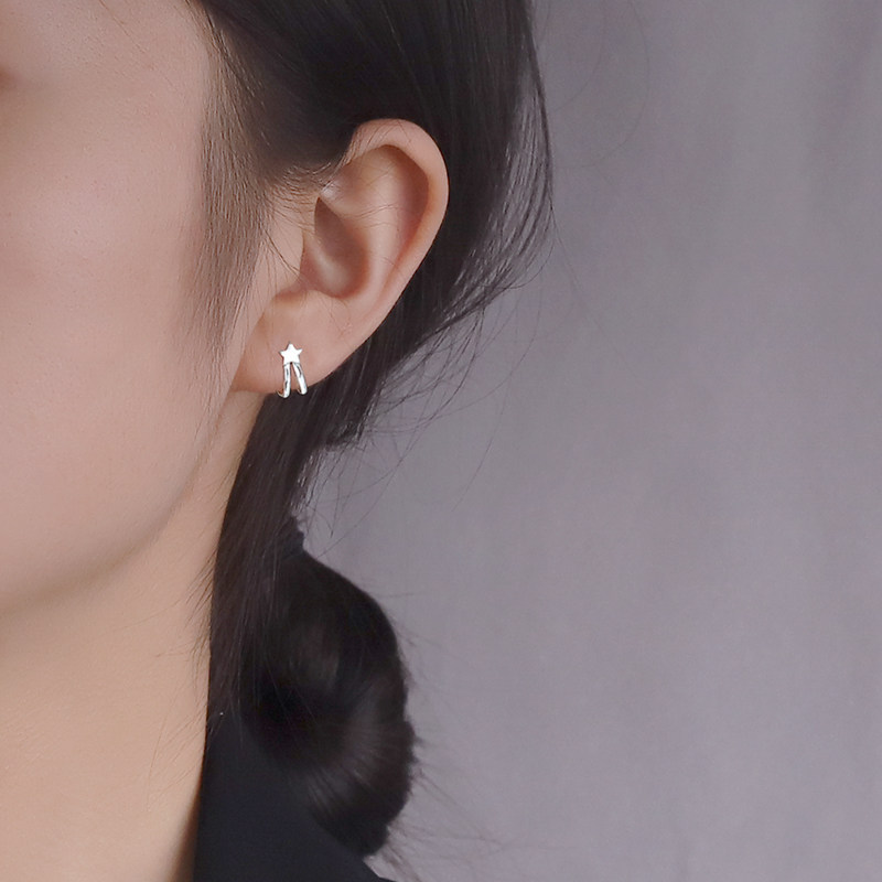 Star ear-clamped earbuckle female earbucks clamped earrings fresh temperament cold wind net red earnail ear accessories