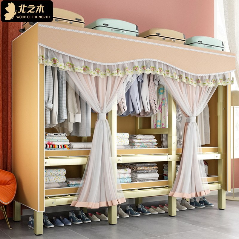 Simple wardrobe sturdy and durable modern minimalist cloth wardrobe Home bedroom Folding Cloth Wardrobe Full Steel Frame Plus Coarse