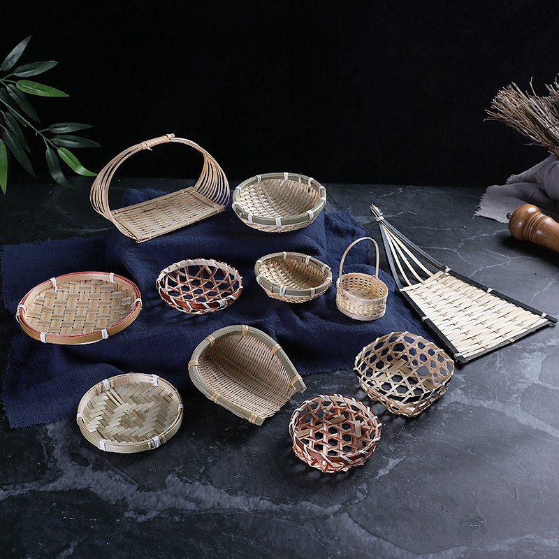 Daily material sashimi swing tray decorated with bamboo woven small basket tray decorated with small pendulum pieces Japanese style Barbecue Hotel Cold Vegetable Dish