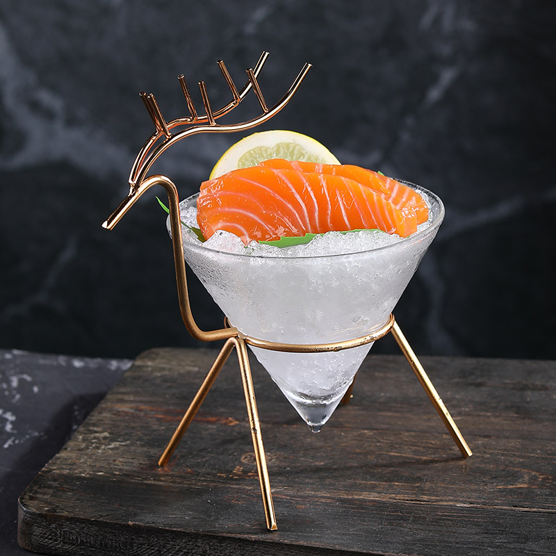 Sashimi plate decoration dry ice cup dry ice small pot creative deer cup glass salmon cold dish decoration props