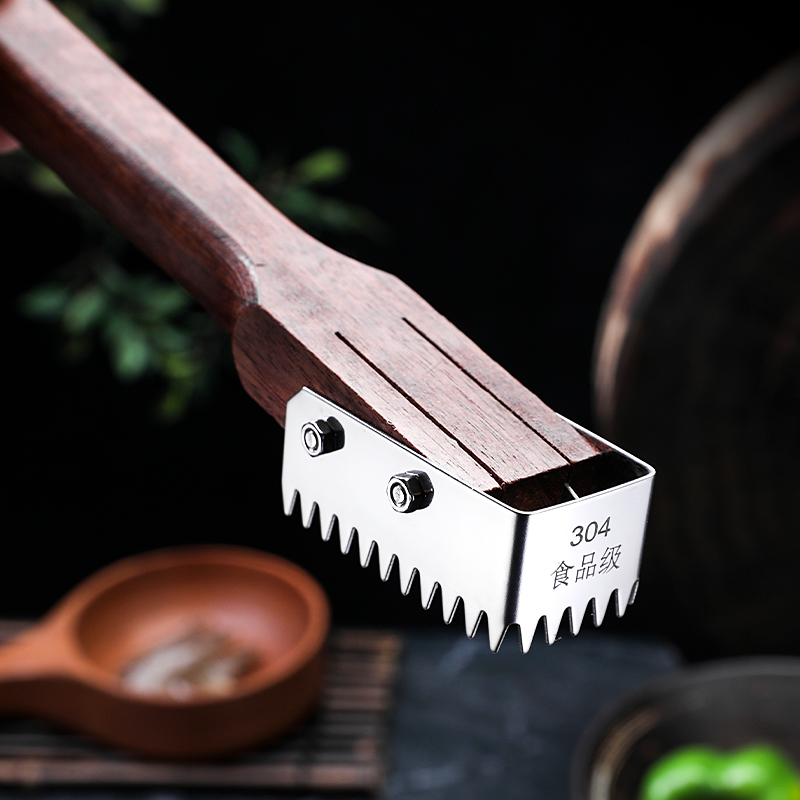 Japanese wooden handle fish scale planer scraper scaler fish killing special tool to scale artifact fish brush scaler kitchen household