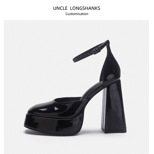 Длинно -поднятые дядя на заказ женская обувь кожа французская водонепроницаемая платформа Мэри Жен