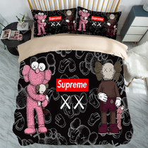 Cartoon students Cool Four Sets of Cartoon Printed Children Bed Linen Cover Three Sets Black Bed Bedding