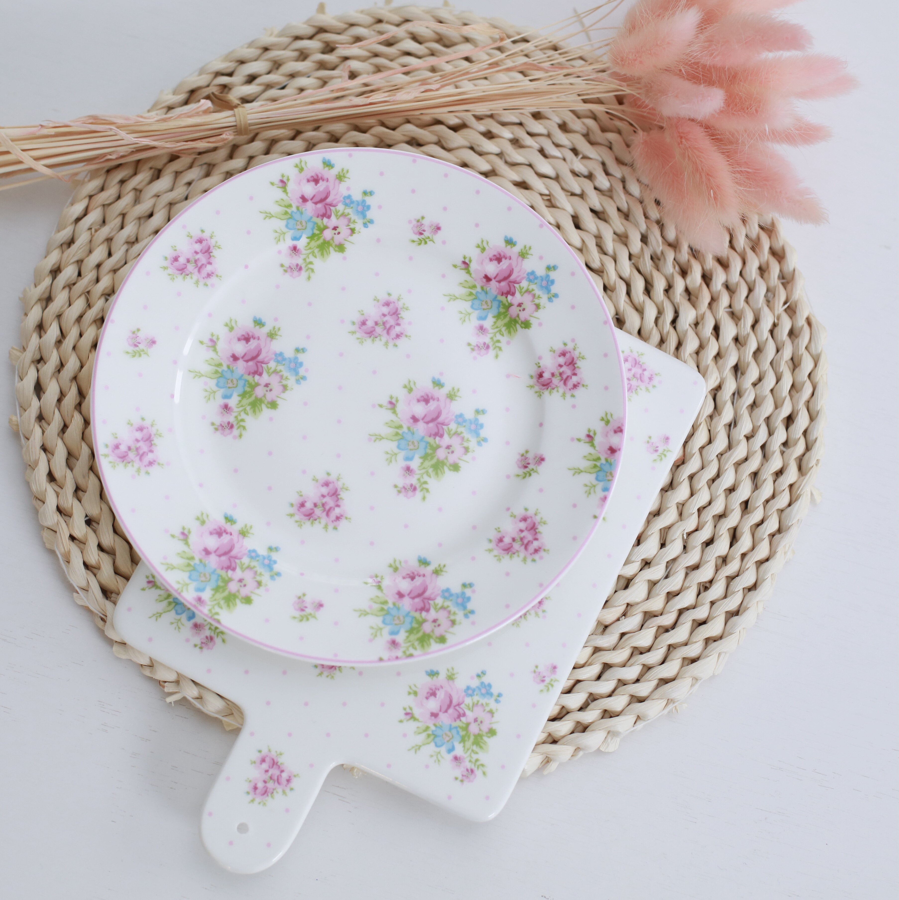 Method Romantic Broken Flowers 7 Inch Flat Pan Cake Dessert Tray Under Afternoon Tea Bread Ceramic Nursery Creative West Meal Swing Tray