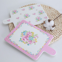 French ins style ceramic tray floral sweet afternoon tea bread plate fruit plate breakfast Western food plate with handle