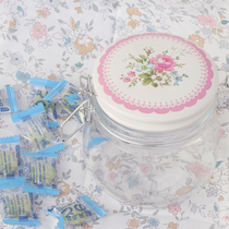 Foreign trade tail single British American snap glass seal jar pink lace rose ceramic lid food storage jar