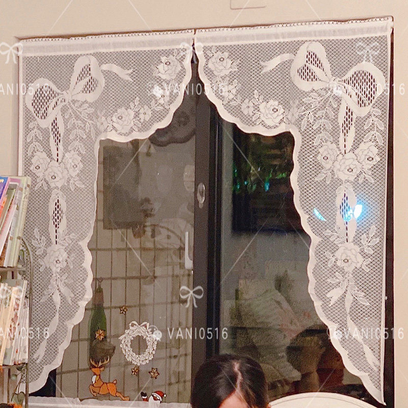 Lace curtain heavy industry vintage replica door curtain bow pair curtain bedroom living room home curtain half curtain