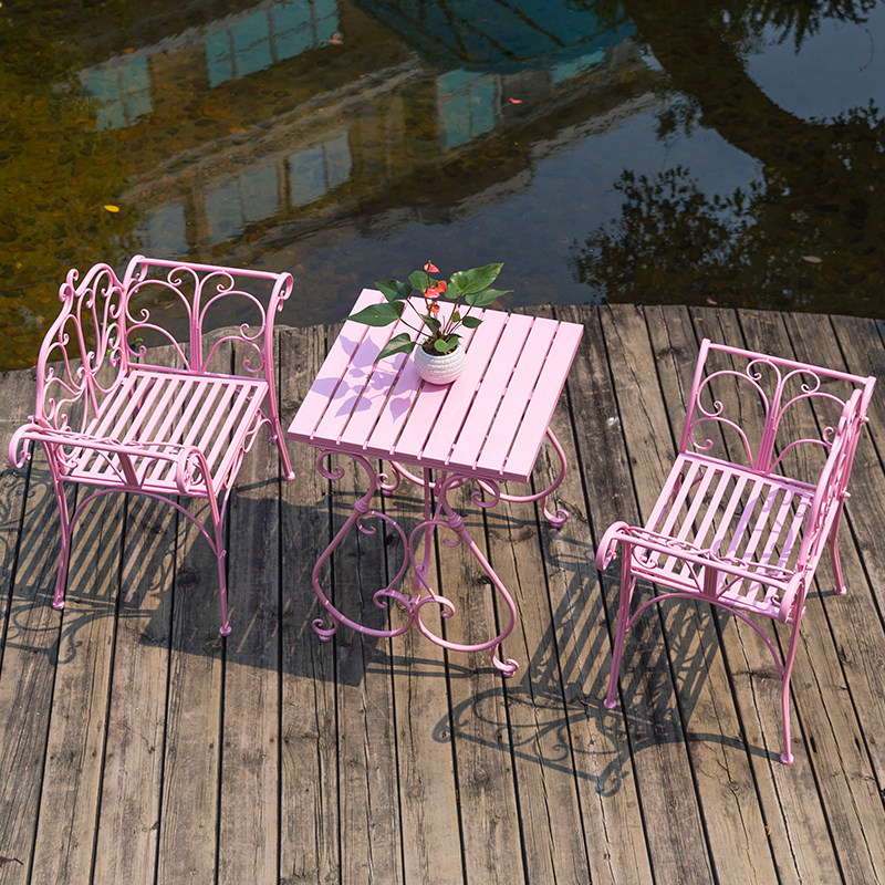 Nordic Outdoor Patio Iron Art Casual Table And Chairs Combo Outdoor Park Balcony Open-air Garden Three Sets Small Table And Chairs