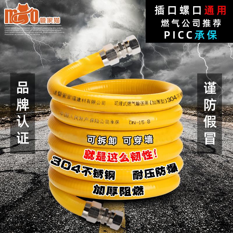 304 stainless steel gas pipe bellows gas pipe gas pipe can be worn with wall cooker hose detachable joint