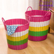 Coarse tube plastic woven dirty clothes basket laundry basket toy storage frame bathroom put dirty clothes bucket