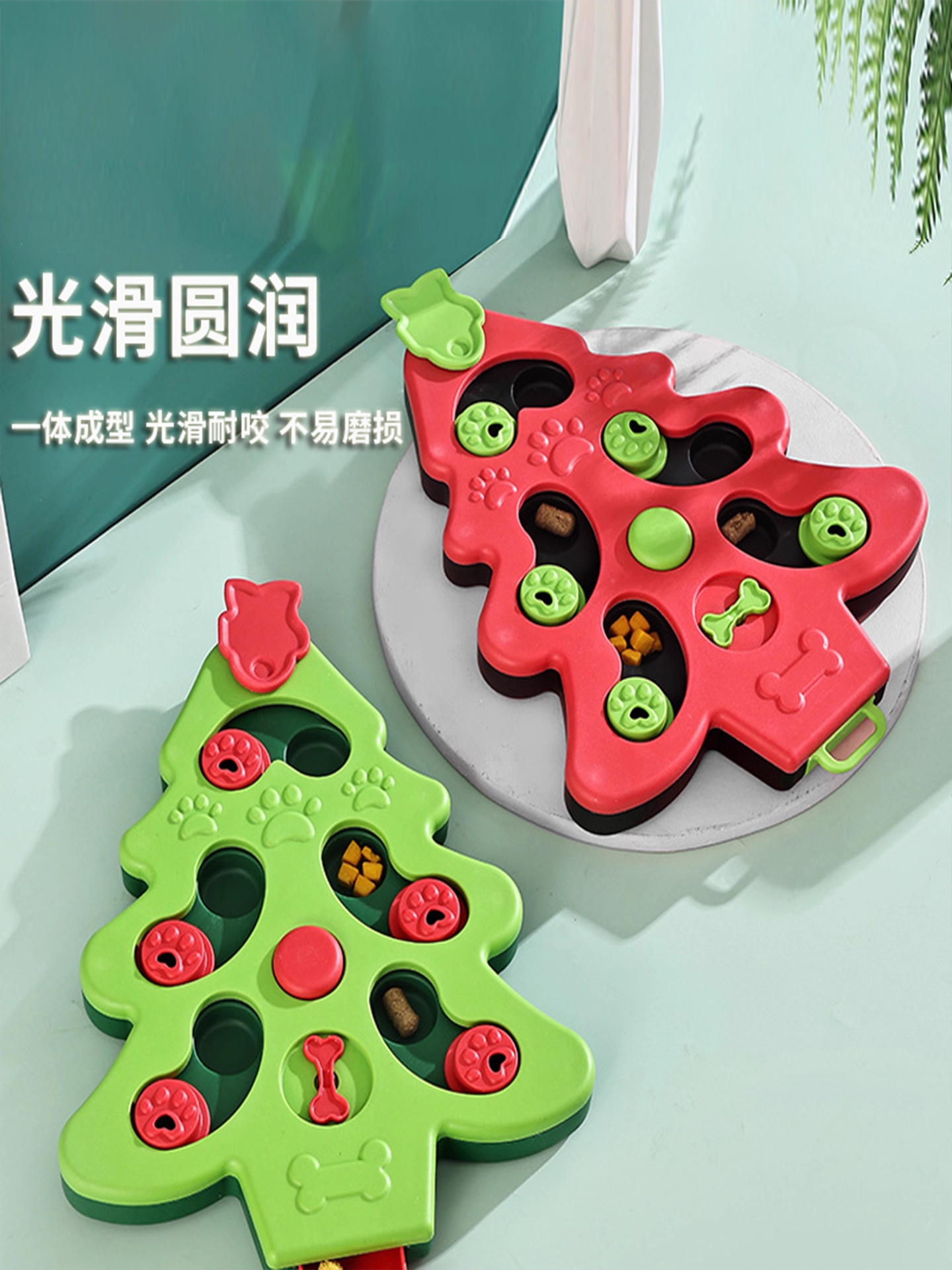 Cat and Dog Toys, Self-Entertaining Cat Scratching Board, Treat-Dispensing Self-Entertaining Turntable, Cat Teaser to Relieve Boredom, Christmas Scratch-Resistant Educational Supplies