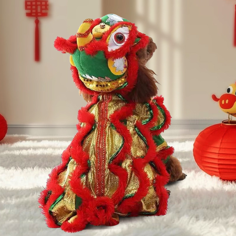 🐾宠物醒狮服过大年!萌宠新年的喜庆装扮🌟-狗宠物服装-淘宝好物网