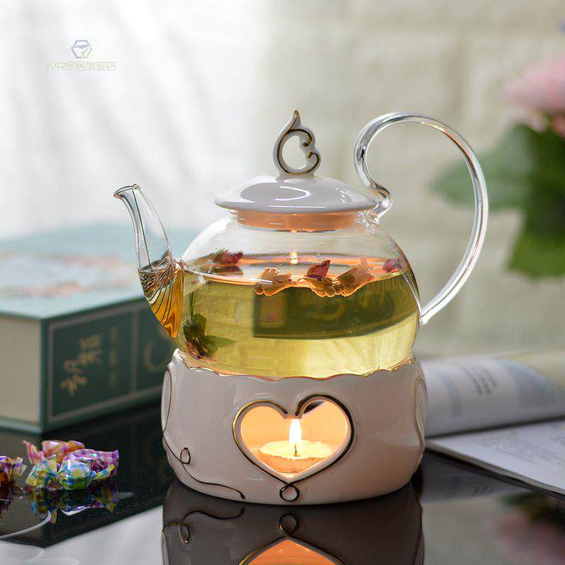Tea pot flower teapot fruit teapot set ceramic glass afternoon tea cup Nordic candle heating teapot