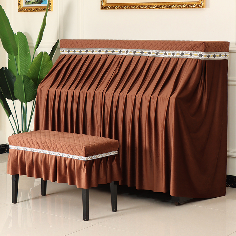 Piano cover full cover European style modern simple piano cover cloth towel high-grade thick flannel dust cover cover set American light luxury