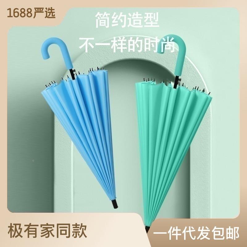 24 bone long handle umbrella day tying straight pole umbrella small fresh super large number umbrella clear and rain dual-use bend handle double person umbrella-Taobao