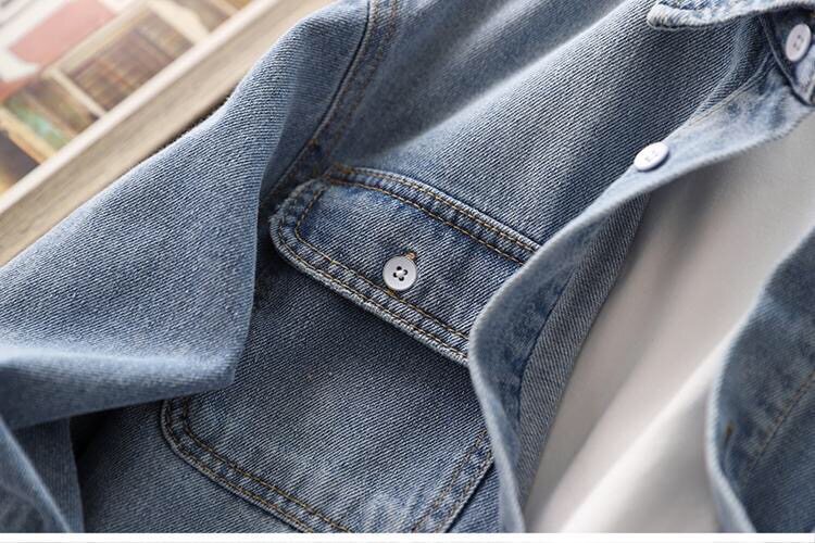 Детская джинсовая рубашка  男童牛仔衬衫2024春秋新款儿童长袖休闲 𫔮外套薄衬衫中大童开 𫔭衫上衣