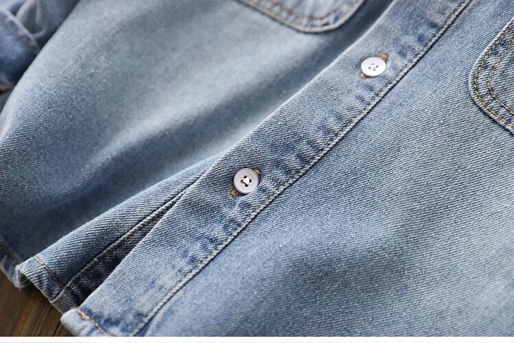 Детская джинсовая рубашка  男童牛仔衬衫2024春秋新款儿童长袖休闲 𫔮外套薄衬衫中大童开 𫔭衫上衣