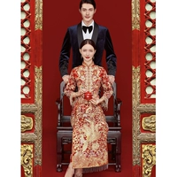 Сервис Xiuhe 2023 Новое свадебное свадебное свадебное платье для похудения Большой пять благословений дракона и костюмы платья Феникса, чтобы выйти из кабинета, весна и лето