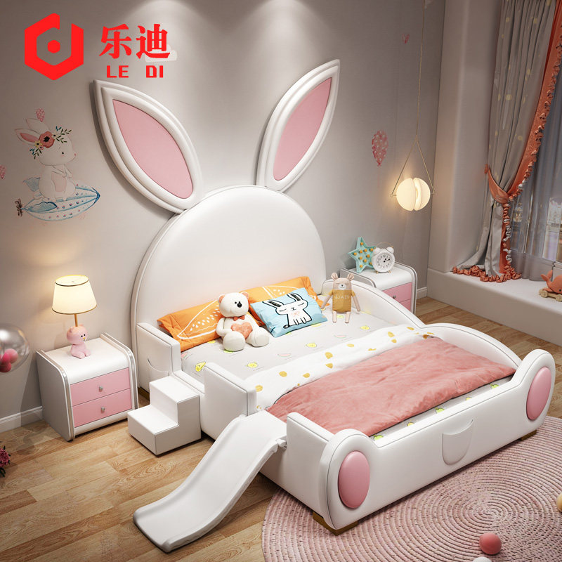 Children's Bed Girl Bed Girl Dream Castle 1 2 Cartoon Rabbit Bed Children's Princess Furniture