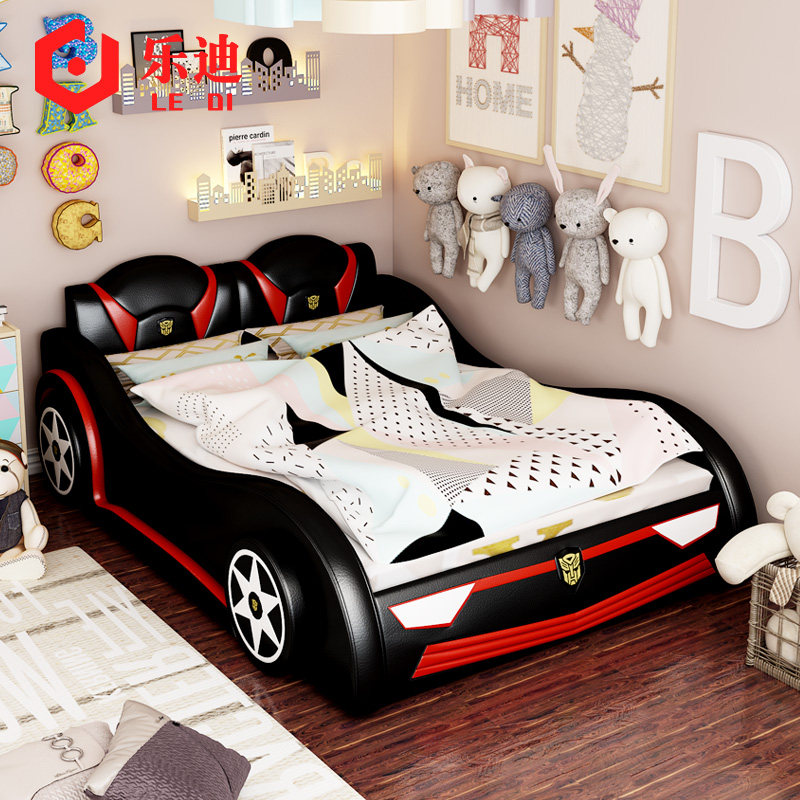 Formaldehyde-free Baby Sports Cartoon Children's Bed for Boys Single Bed 1 35 m