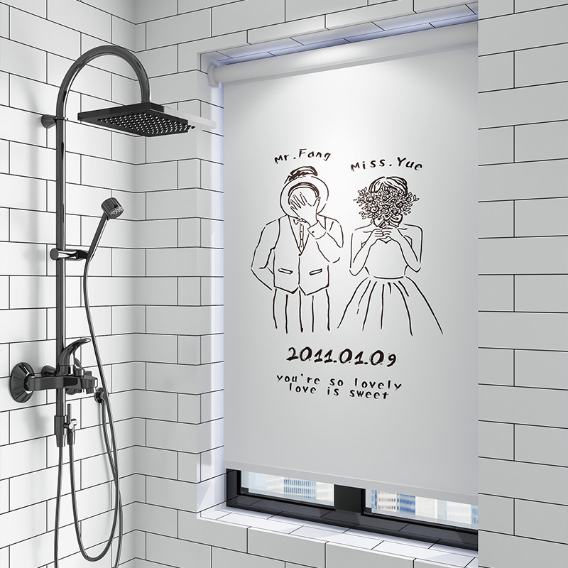 Toilet kitchen toilet bathroom curtain roll-up pull-out window occlusion shading shading sunshade free hole installation