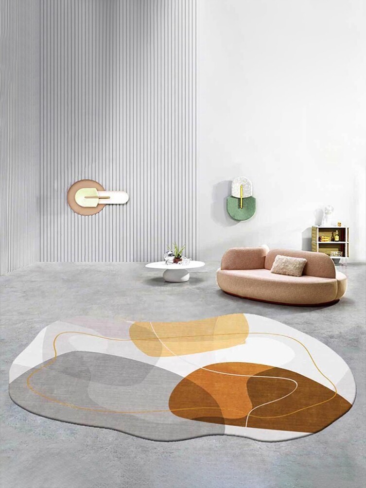 Irregular carpet living room coffee table blanket 2021 new high-end crystal velvet special-shaped light luxury high-end floor mat