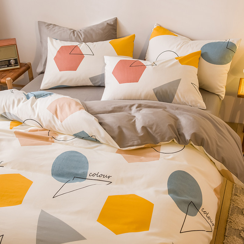 Nordic Wind Four Sets Pure Cotton Bed Bedding Student Dormitory Three Sets Bed Sheet Bed Linen Summer Full Cotton