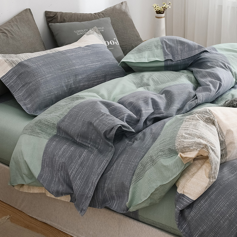 Bed four-piece summer quilt cover washed quilt cover sheet single student dormitory supplies three-piece bed set