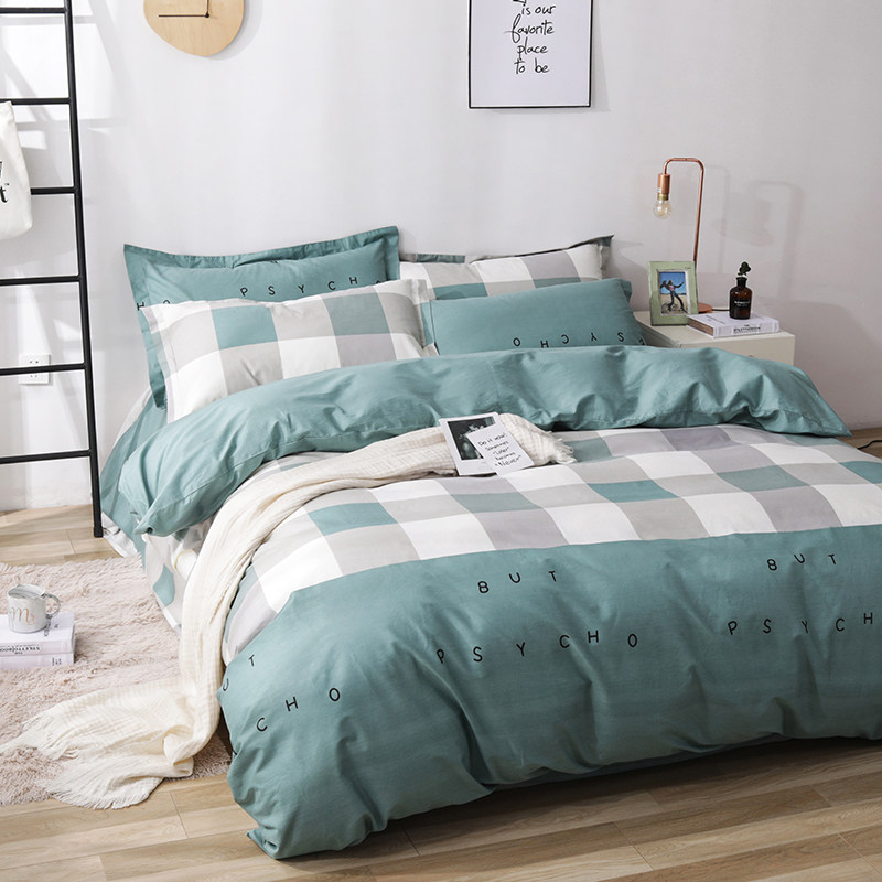 Four-piece bed set 100 cotton skin-friendly cotton bed sheet quilt cover quilt cover children's thick bed sheet high-end i simple