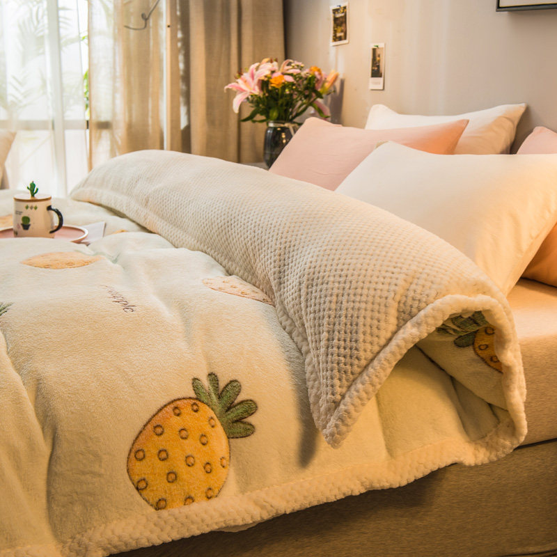 Winter Sky Coral Suede Quilt Cover Single Piece DOUBLE FACE SUEDE FLANNEL FLANNEL VELVET SINGLE QUILT COVER DOUBLE PLUS SUEDE THICKENED BLANKET