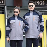 Темно-синее и серое хлопковое пальто (со съемной подкладкой)